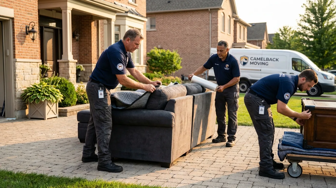 Large estate moving crew wrapping furniture in Wildomar, CA